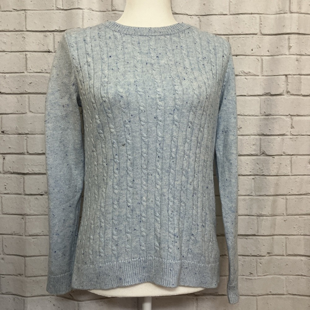 Talbots Sky Blue Cable Knit Sweater Size Small Coastal Preppy Style Pullover